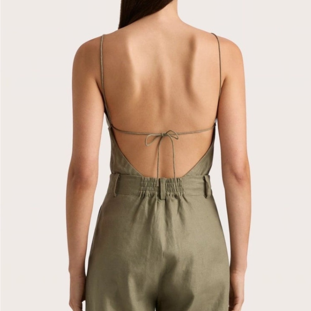 Faithful the Brand Antibes Linen Top Khaki Olive Green